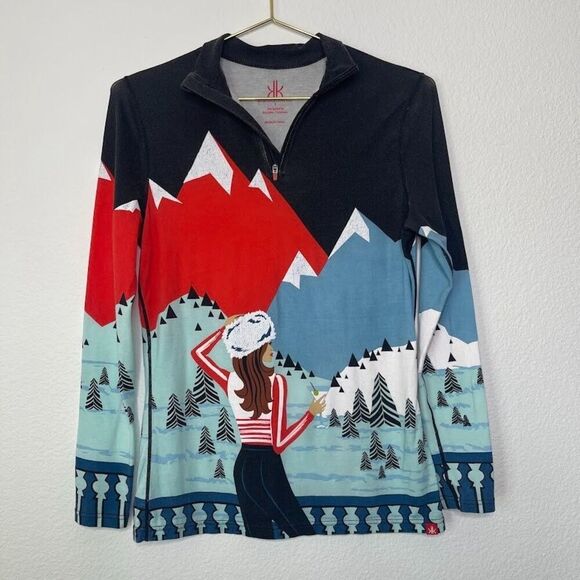 Krimson Klover Tops - Krimson Klover Baselayer Top Scenic Apres Ski Anyone Small Sky Blue Snow Winter
